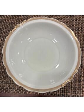 Small white bowl gold trim scalloped edge